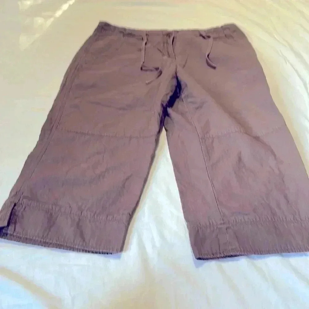 WoolRich brown Chicory Capri pants size 12 drawstring pockets